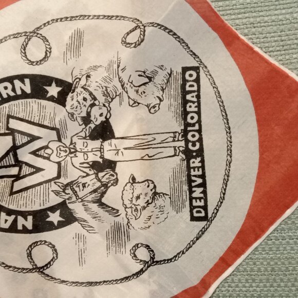 Vintage Silk Scarfs Japan - Givenchy red National Western Denver print - Picture 3 of 7